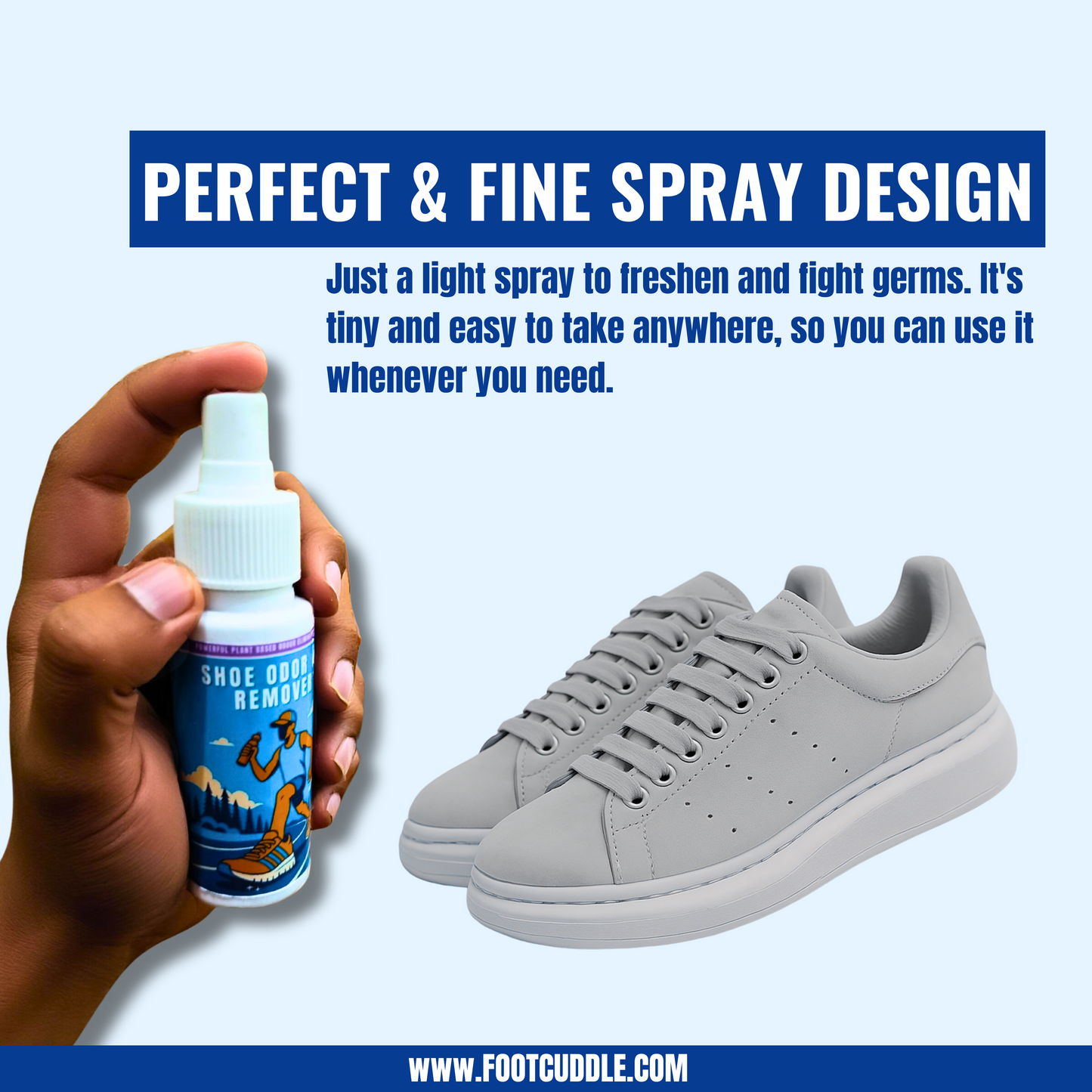 FootCuddle Anti-Odor Shoe Spray – Kills Smell Instantly | Essential Oil-Based Odor Control & Deodorant – 50mL