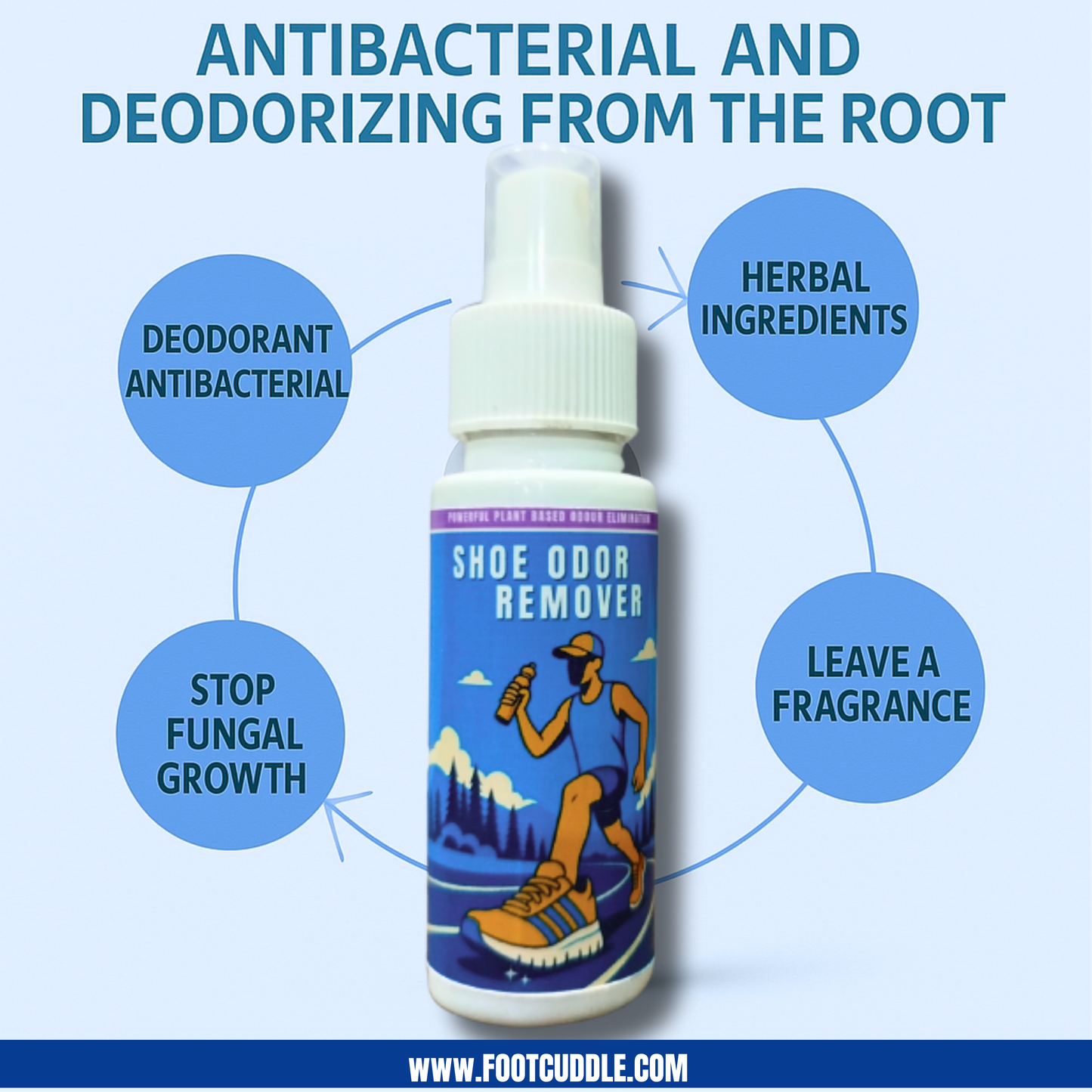 FootCuddle Anti-Odor Shoe Spray – Kills Smell Instantly | Essential Oil-Based Odor Control & Deodorant – 50mL